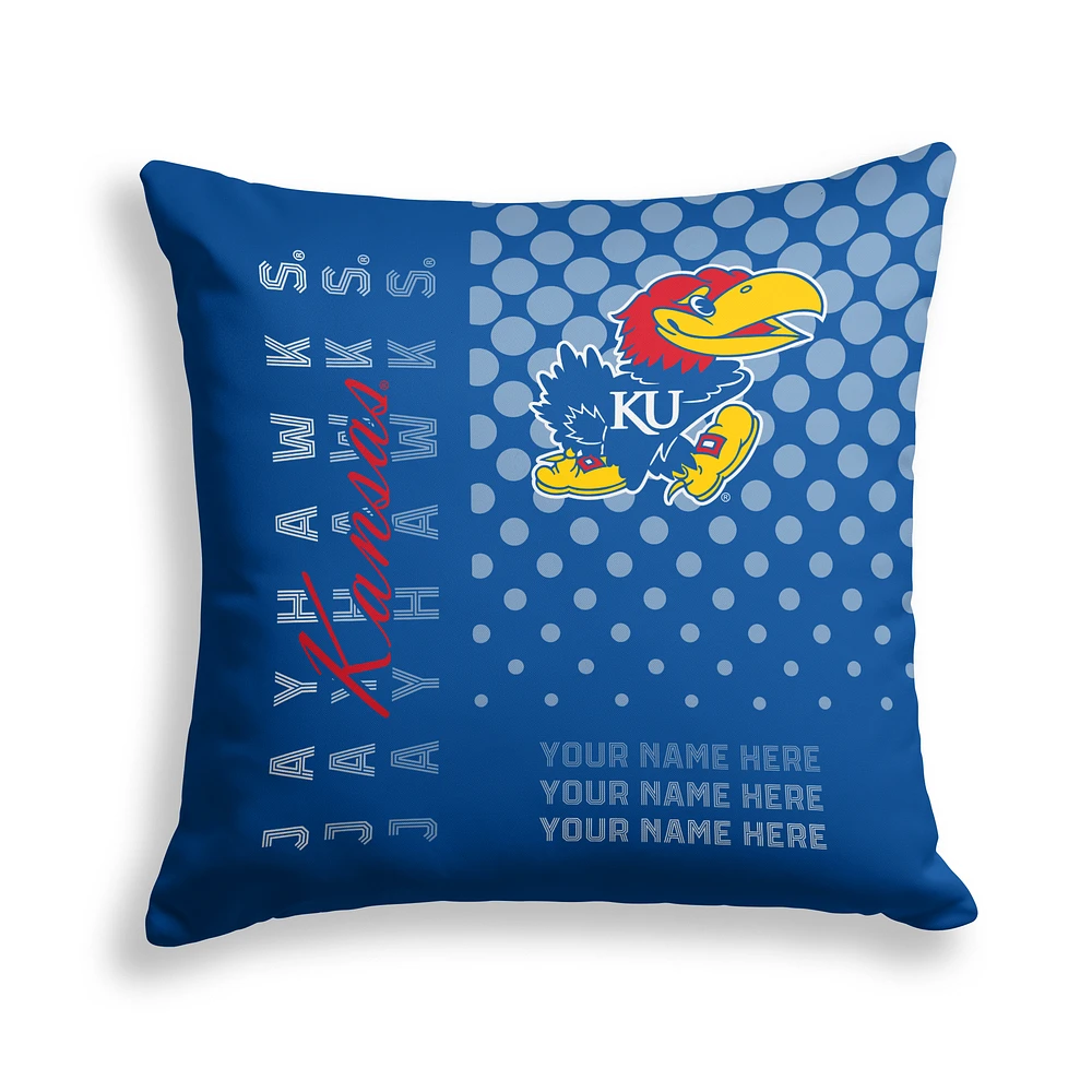 Pegasus Kansas Jayhawks 18" x 18" Script Dot Fade Personalized Decor Pillow