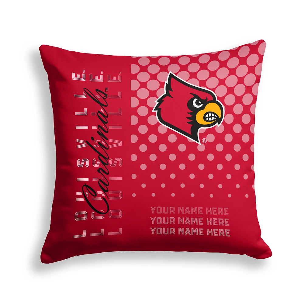 Pegasus Louisville Cardinals 18" x 18" Script Dot Fade Personalized Decor Pillow