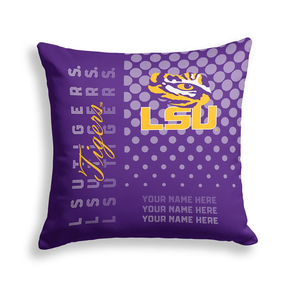 Pegasus LSU Tigers 18" x 18" Script Dot Fade Personalized Decor Pillow