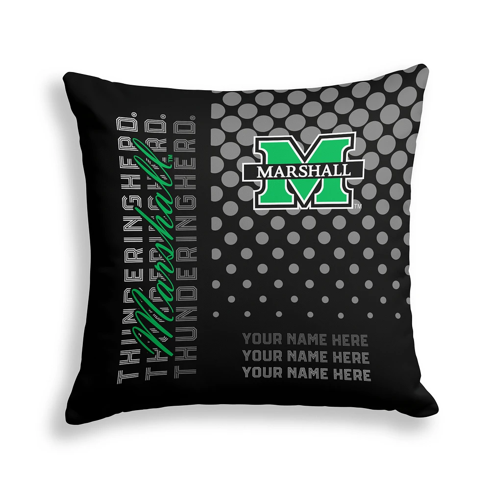 Pegasus Marshall Thundering Herd 18" x 18" Script Dot Fade Personalized Decor Pillow