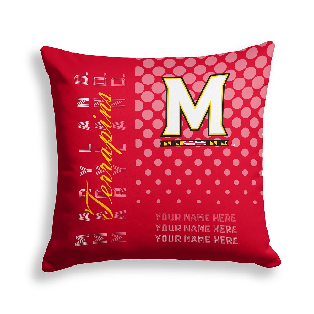 Pegasus Maryland Terrapins 18" x 18" Script Dot Fade Personalized Decor Pillow
