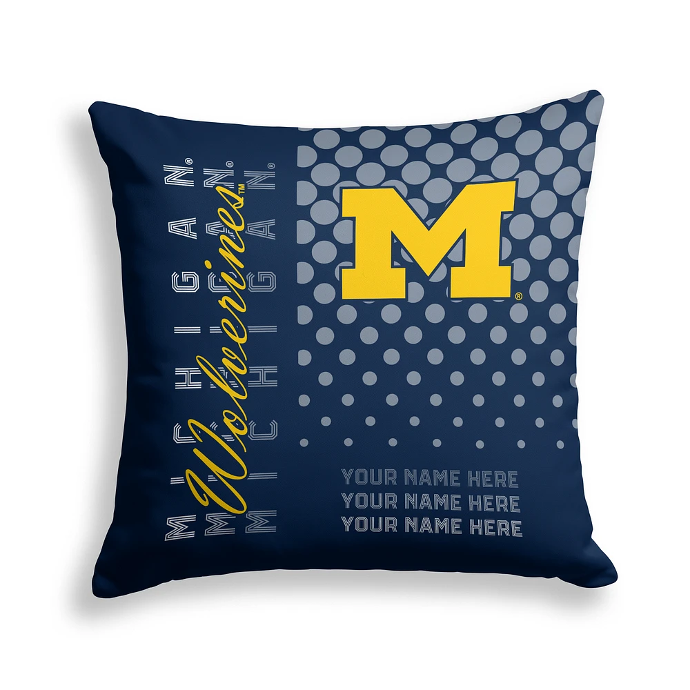 Pegasus Michigan Wolverines 18" x 18" Script Dot Fade Personalized Decor Pillow