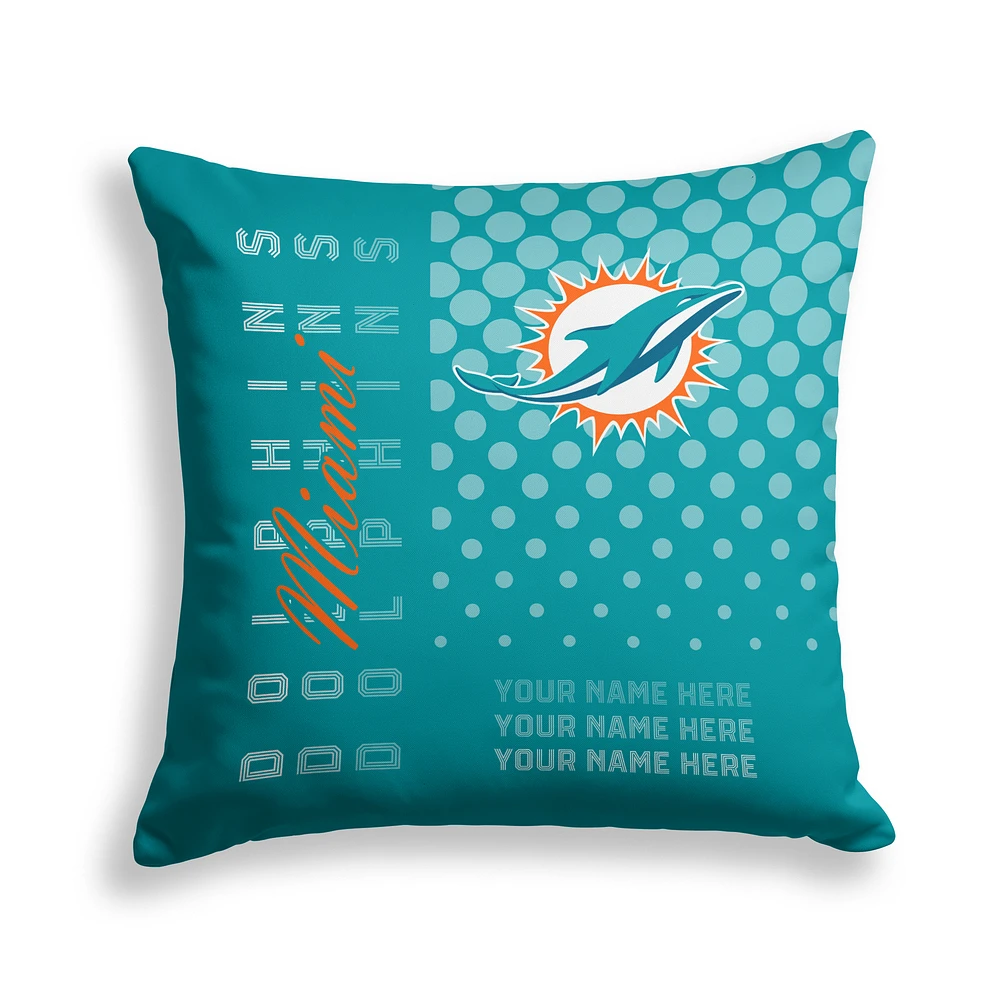 Pegasus Miami Dolphins 18" x 18" Script Dot Fade Personalized Decor Pillow