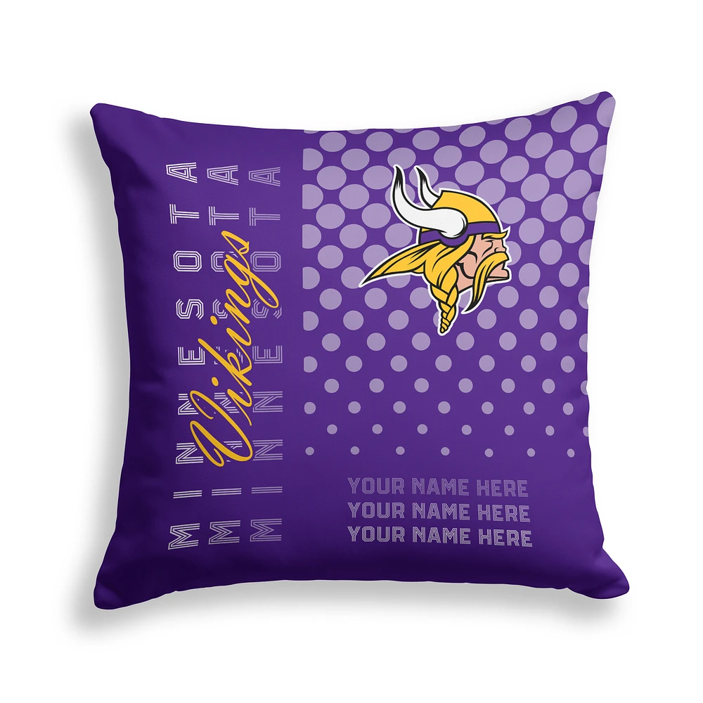 Pegasus Minnesota Vikings 18" x 18" Script Dot Fade Personalized Decor Pillow