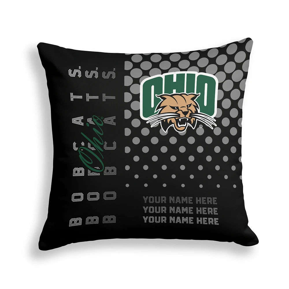 Pegasus Ohio Bobcats 18" x 18" Script Dot Fade Personalized Decor Pillow