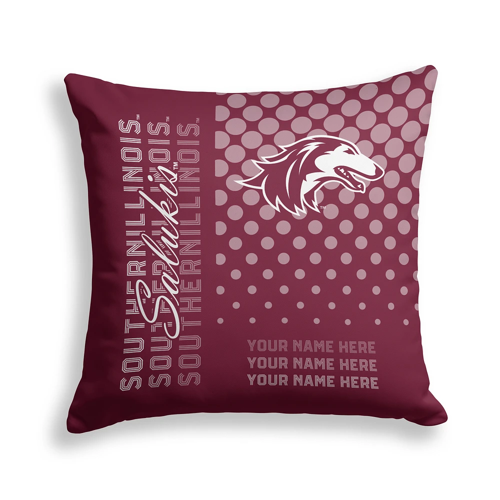 Pegasus Southern Illinois Salukis 18" x 18" Script Dot Fade Personalized Decor Pillow