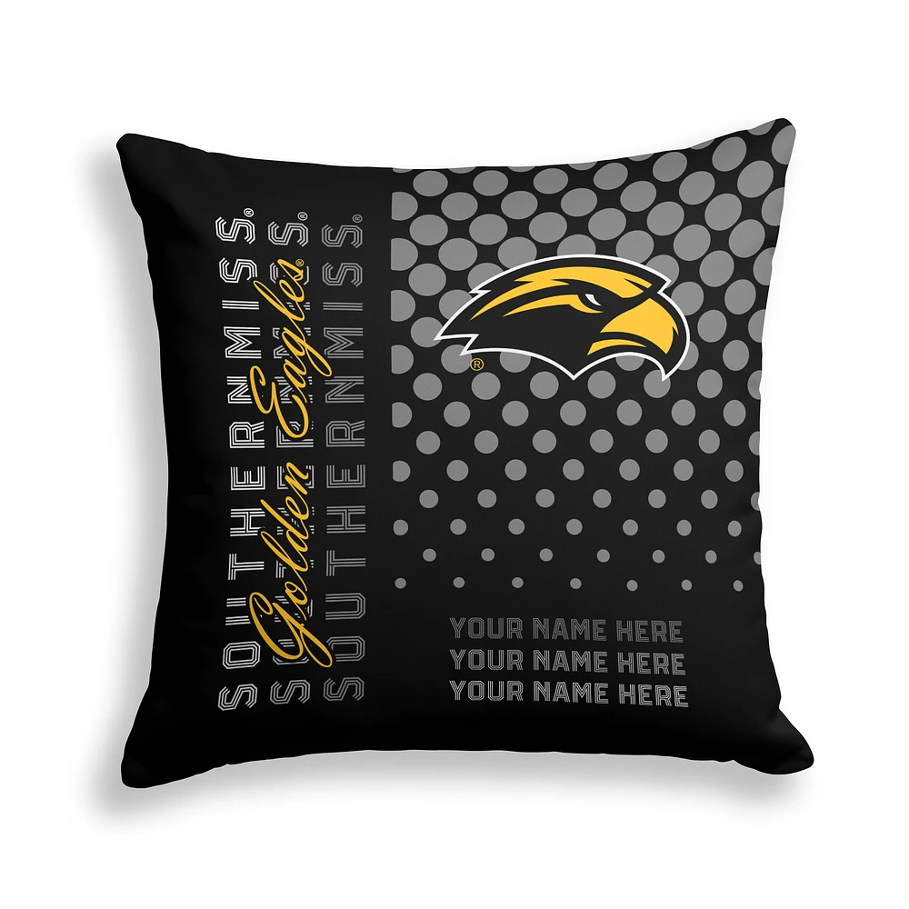 Pegasus Southern Miss Golden Eagles 18" x 18" Script Dot Fade Personalized Decor Pillow
