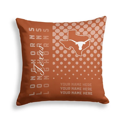 Pegasus Texas Longhorns 18" x 18" Script Dot Fade Personalized Decor Pillow