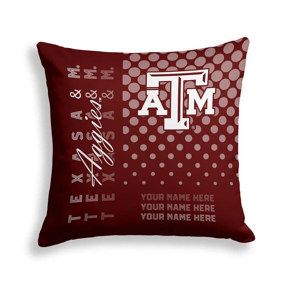 Pegasus Texas A&M Aggies 18" x 18" Script Dot Fade Personalized Decor Pillow