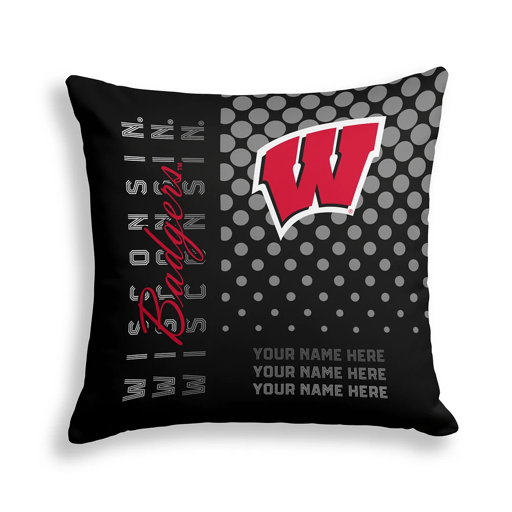 Pegasus Wisconsin Badgers 18" x 18" Script Dot Fade Personalized Decor Pillow
