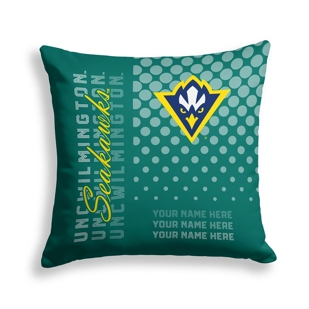 Pegasus UNC Wilmington Seahawks 18" x 18" Script Dot Fade Personalized Decor Pillow