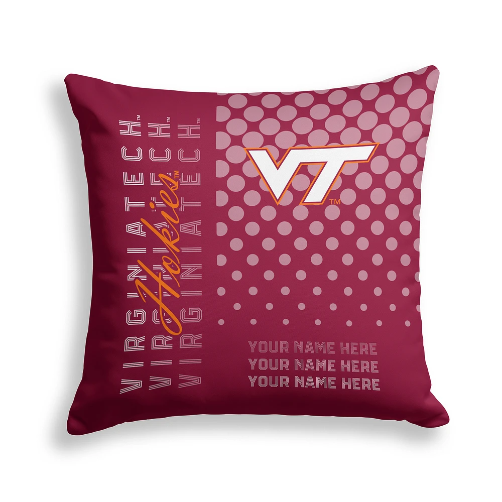 Pegasus Virginia Tech Hokies 18" x 18" Script Dot Fade Personalized Decor Pillow