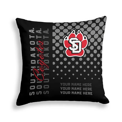 Pegasus South Dakota Coyotes 18" x 18" Script Dot Fade Personalized Decor Pillow