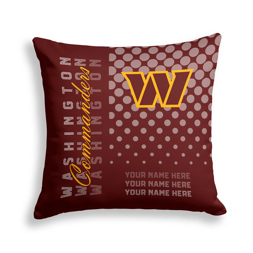 Pegasus Washington Commanders 18" x 18" Script Dot Fade Personalized Decor Pillow