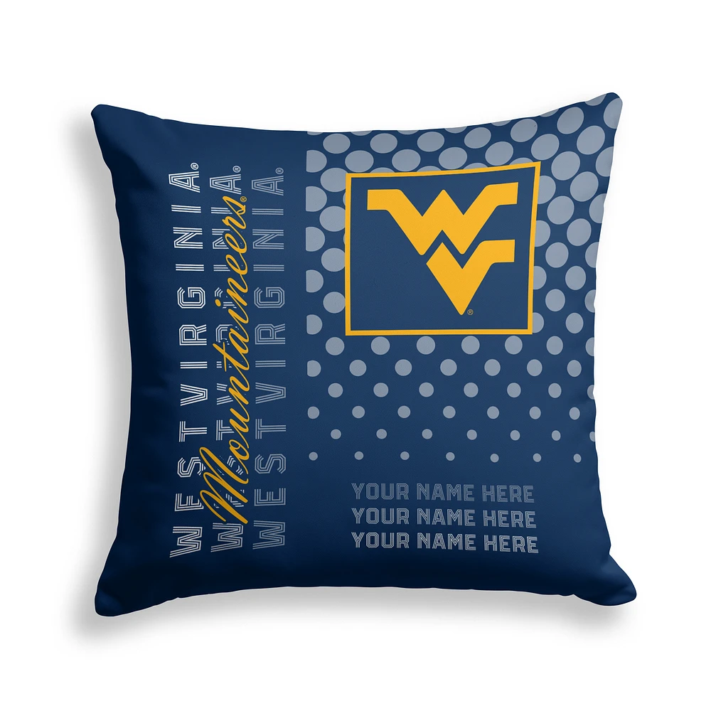 Pegasus West Virginia Mountaineers 18" x 18" Script Dot Fade Personalized Decor Pillow