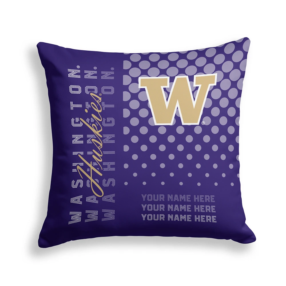 Pegasus Washington Huskies 18" x 18" Script Dot Fade Personalized Decor Pillow