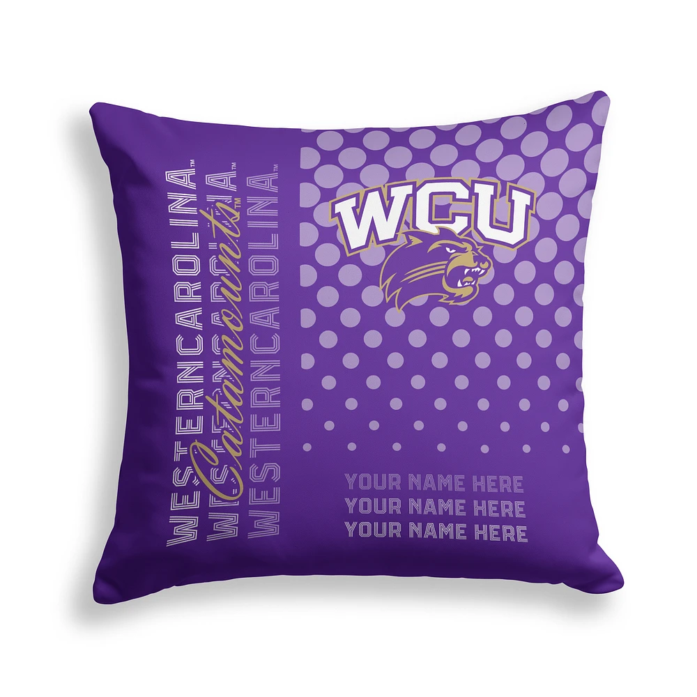 Pegasus Western Carolina Catamounts 18" x 18" Script Dot Fade Personalized Decor Pillow