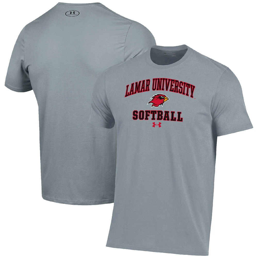 Men's Under Armour Gray Lamar Cardinals Arch Softball Performance T-Shirt