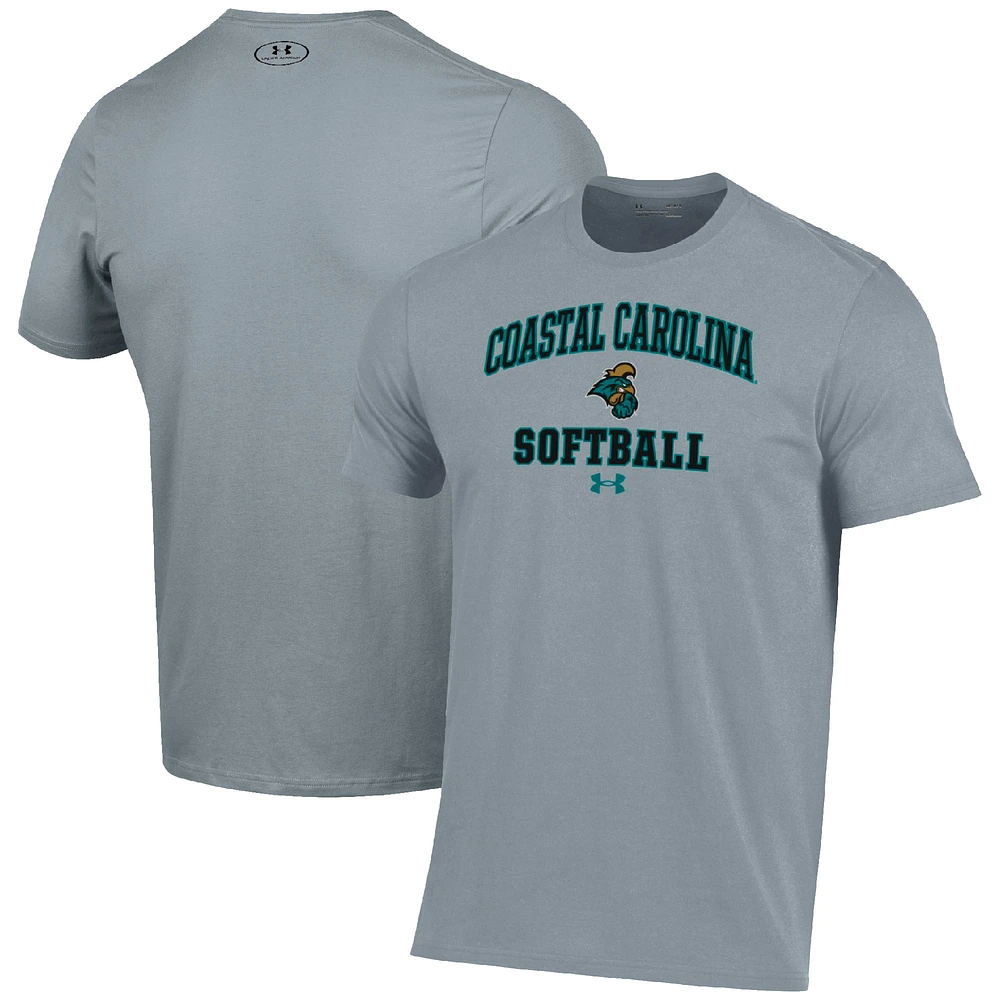 Men's Under Armour Gray Coastal Carolina Chanticleers Arch Softball Performance T-Shirt