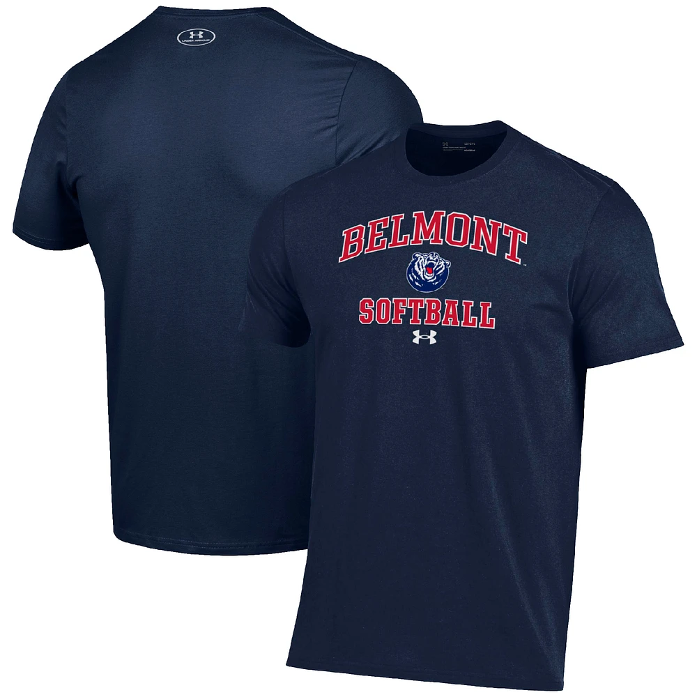 Men's Under Armour Navy Belmont Bruins Arch Softball Performance T-Shirt