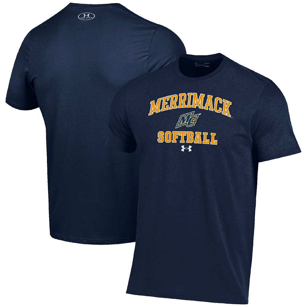 Men's Under Armour Navy Merrimack College Warriors Arch Softball Performance T-Shirt