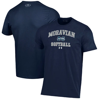 Men's Under Armour Navy Moravian Greyhounds Arch Softball Performance T-Shirt