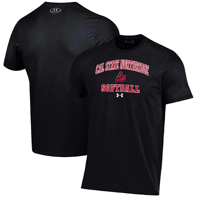 Men's Under Armour Black Cal State Northridge Matadors Arch Softball Performance T-Shirt