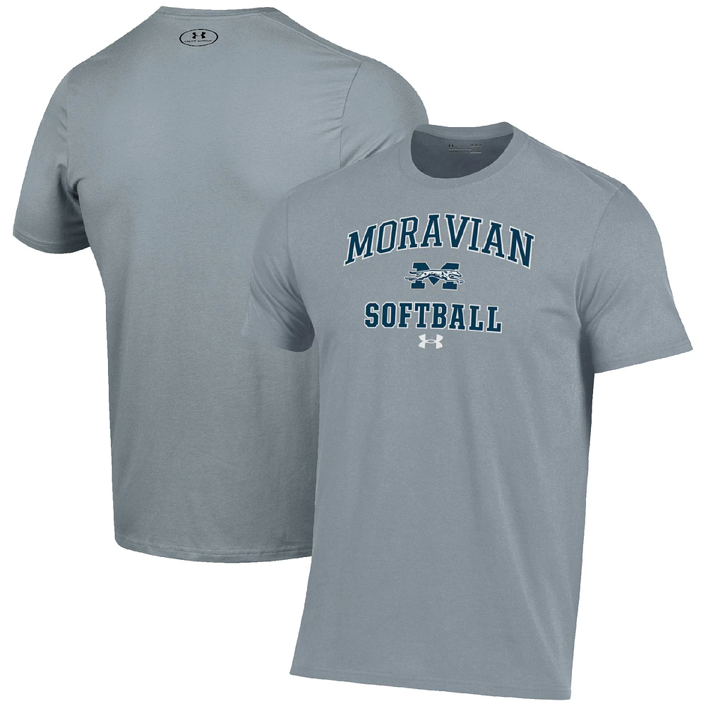 Men's Under Armour Gray Moravian Greyhounds Arch Softball Performance T-Shirt