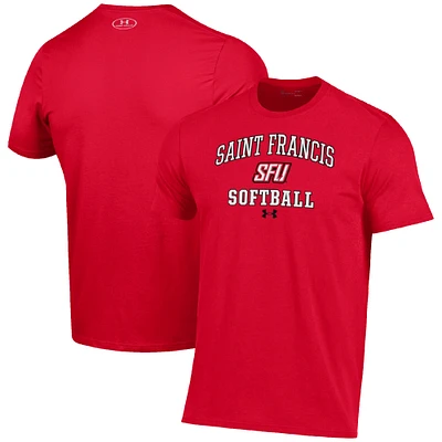 Men's Under Armour Red Saint Francis Flash Arch Softball Performance T-Shirt