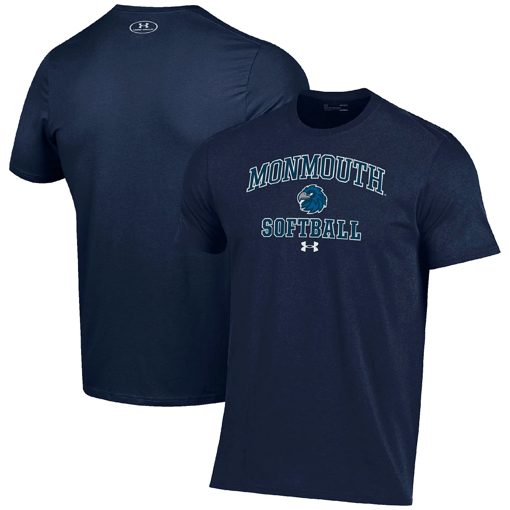 Men's Under Armour Navy Monmouth Hawks Arch Softball Performance T-Shirt