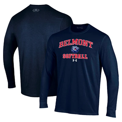 Men's Under Armour Navy Belmont Bruins Arch Softball Performance Long Sleeve T-Shirt