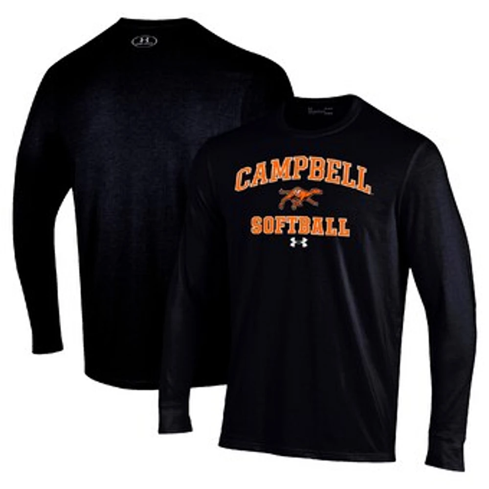 Men's Under Armour Black Campbell Fighting Camels Arch Softball Performance Long Sleeve T-Shirt