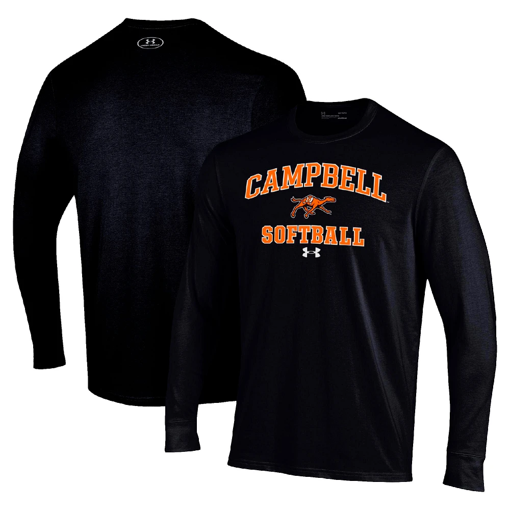 Men's Under Armour Black Campbell Fighting Camels Arch Softball Performance Long Sleeve T-Shirt