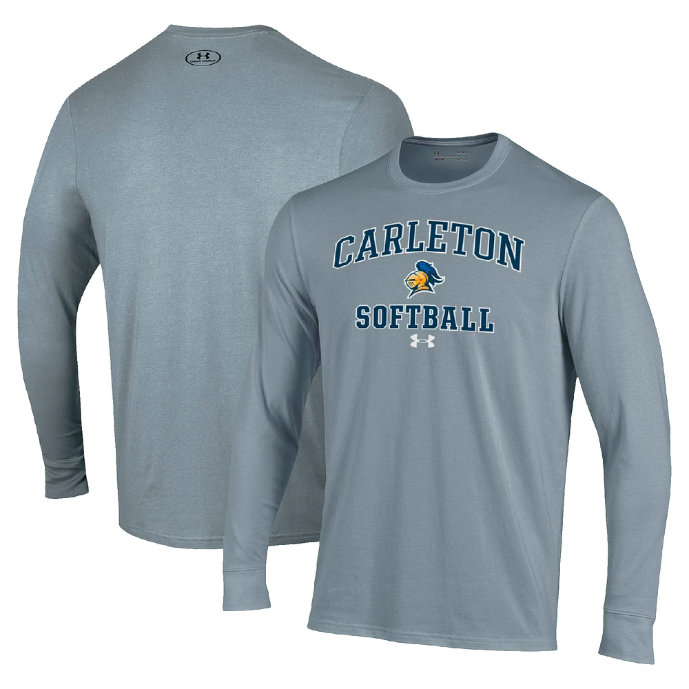 Men's Under Armour Gray Carleton Knights Arch Softball Performance Long Sleeve T-Shirt