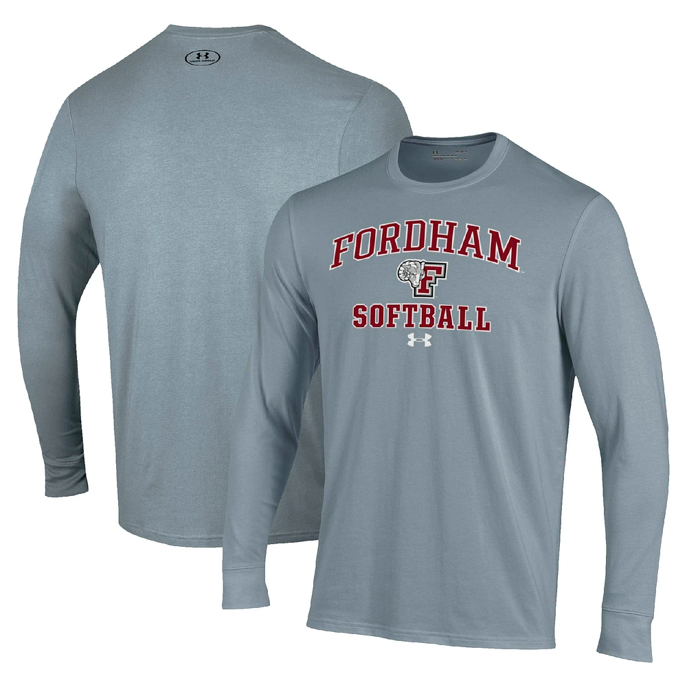 Men's Under Armour Gray Fordham Rams Arch Softball Performance Long Sleeve T-Shirt