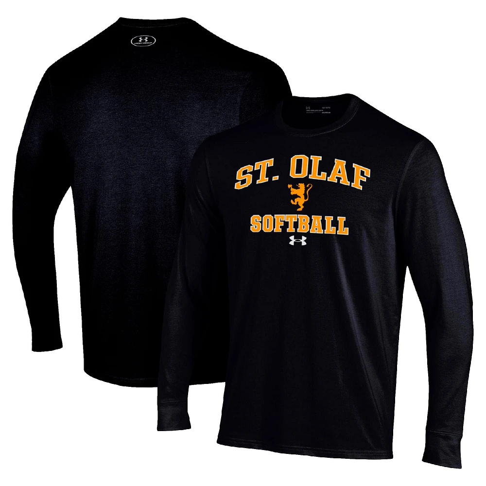 Men's Under Armour Black St. Olaf Oles Arch Softball Performance Long Sleeve T-Shirt