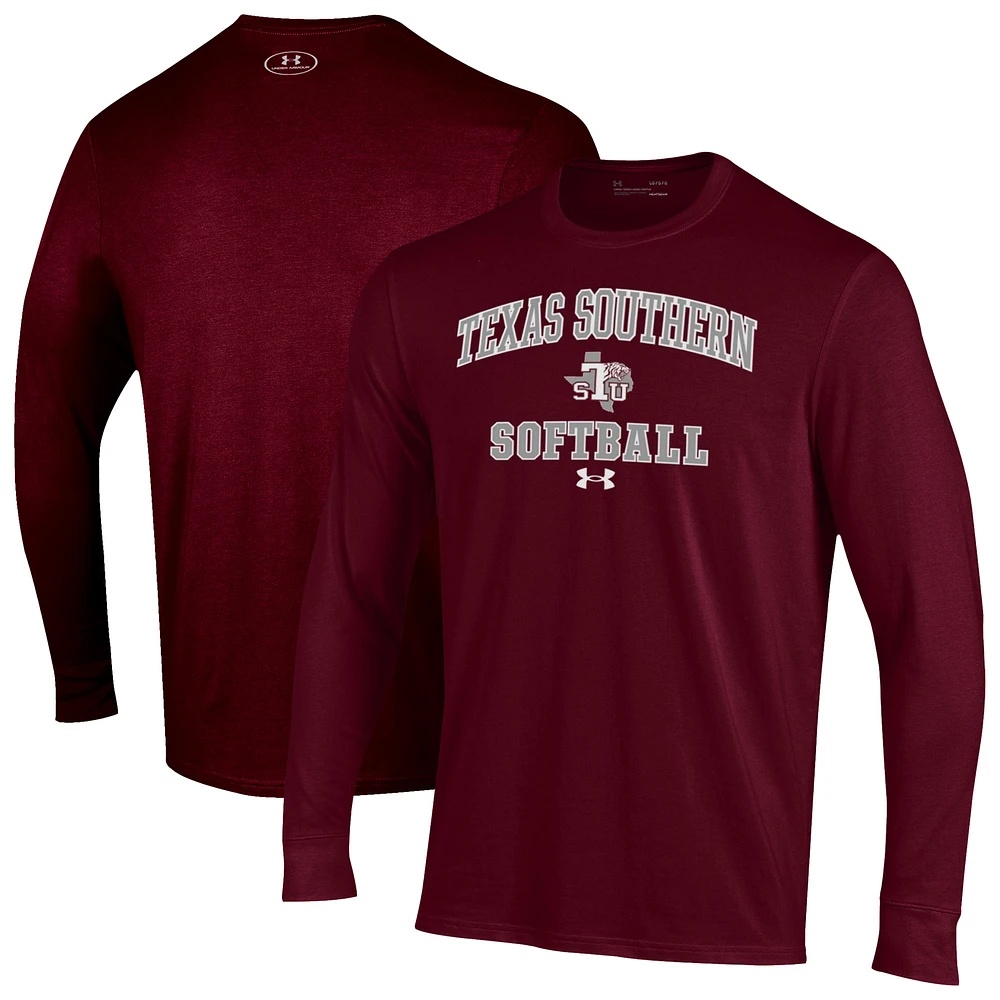 Men's Under Armour Maroon Texas Southern Tigers Arch Softball Performance Long Sleeve T-Shirt