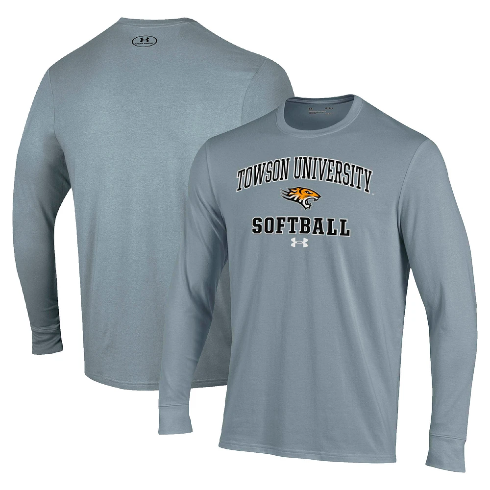 Men's Under Armour Gray Towson Tigers Arch Softball Performance Long Sleeve T-Shirt