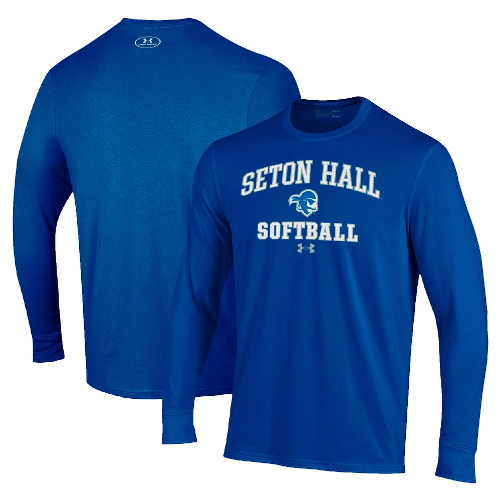 Men's Under Armour Blue Seton Hall Pirates Arch Softball Performance Long Sleeve T-Shirt