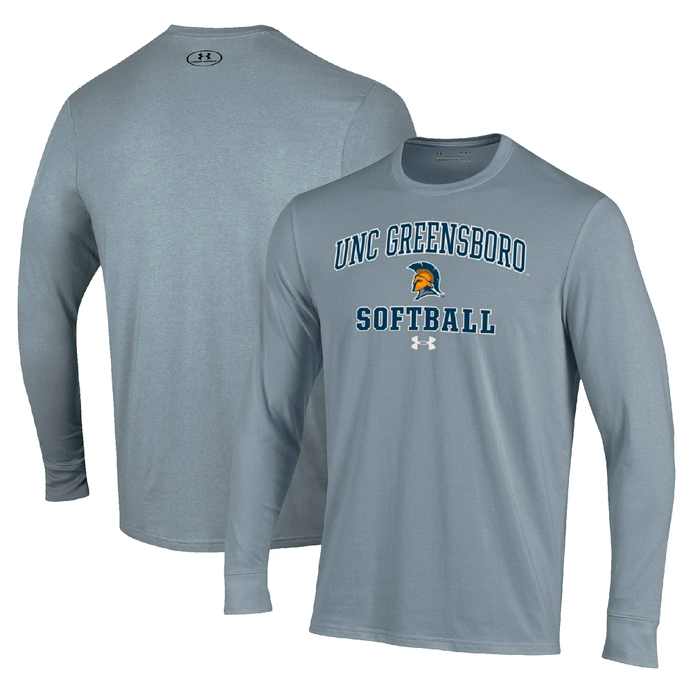 Men's Under Armour Gray UNCG Spartans Arch Softball Performance Long Sleeve T-Shirt