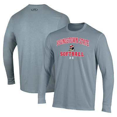 Men's Under Armour Gray Youngstown State Penguins Arch Softball Performance Long Sleeve T-Shirt