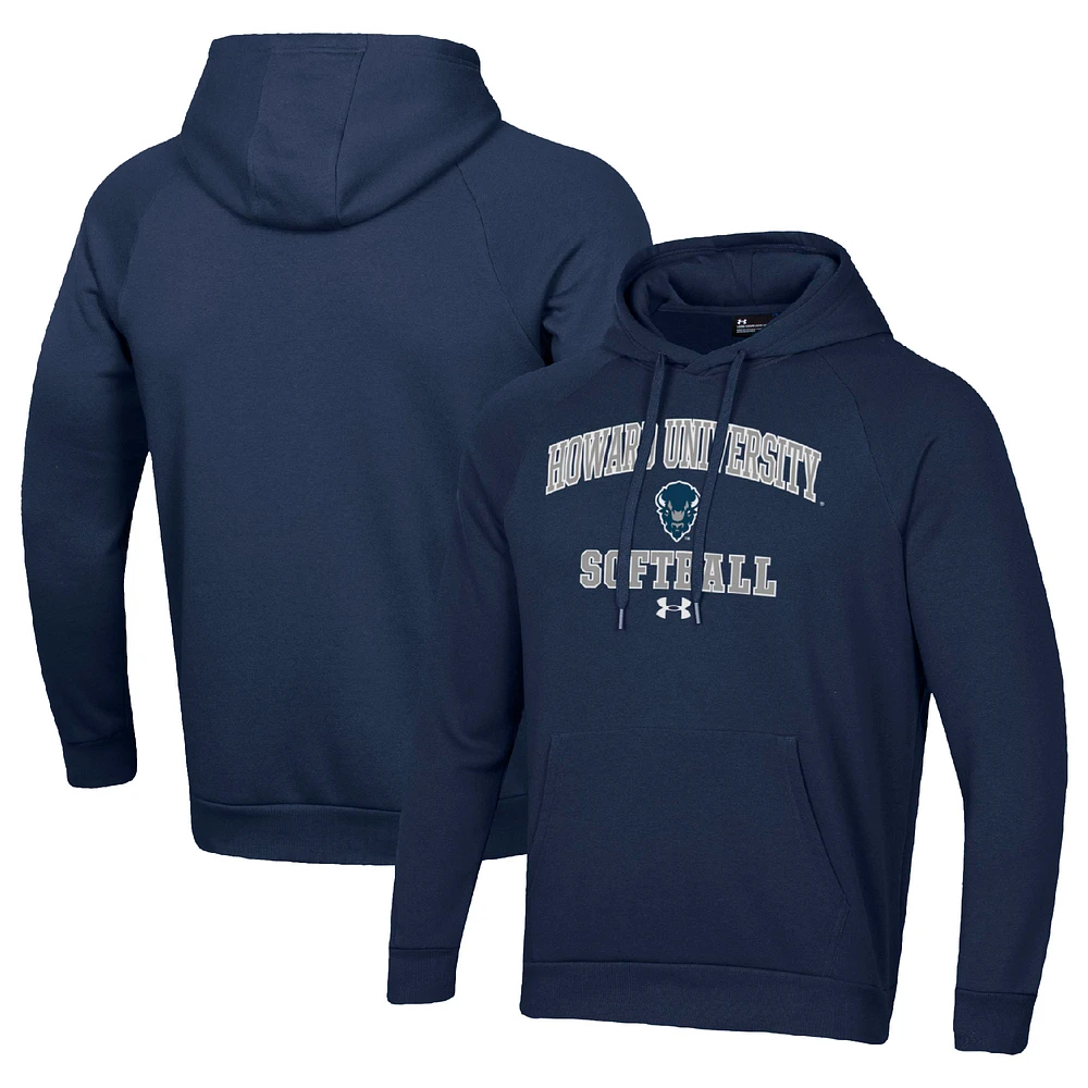 Men's Under Armour Navy Howard Bison All Day Arch Softball Raglan Pullover Hoodie
