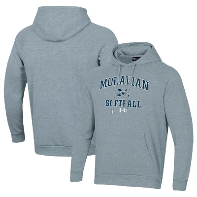 Men's Under Armour Gray Moravian Greyhounds All Day Arch Softball Raglan Pullover Hoodie