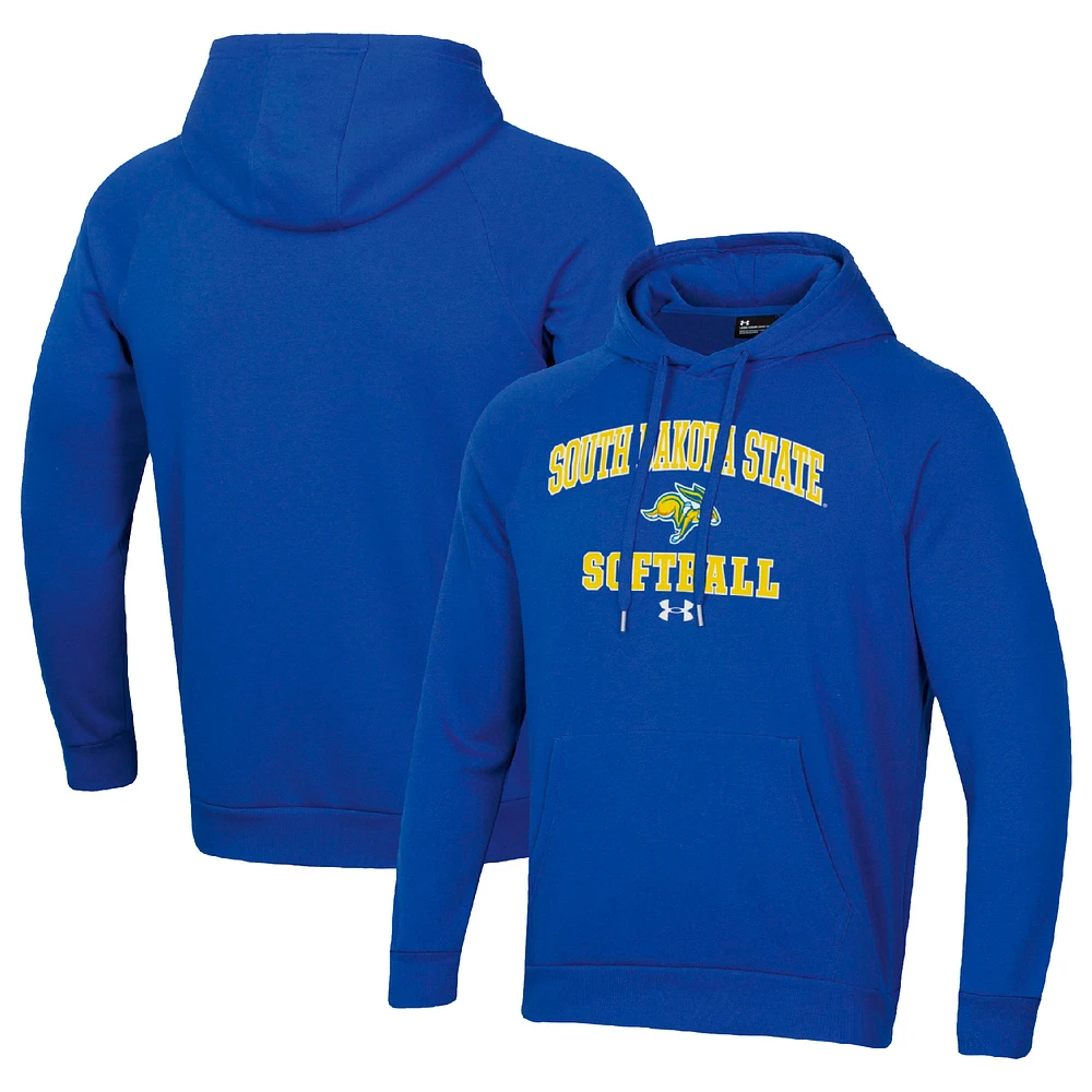 Men's Under Armour Blue South Dakota State Jackrabbits All Day Arch Softball Raglan Pullover Hoodie