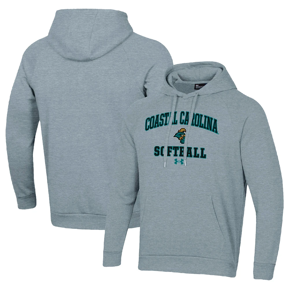 Men's Under Armour Gray Coastal Carolina Chanticleers All Day Arch Softball Raglan Pullover Hoodie