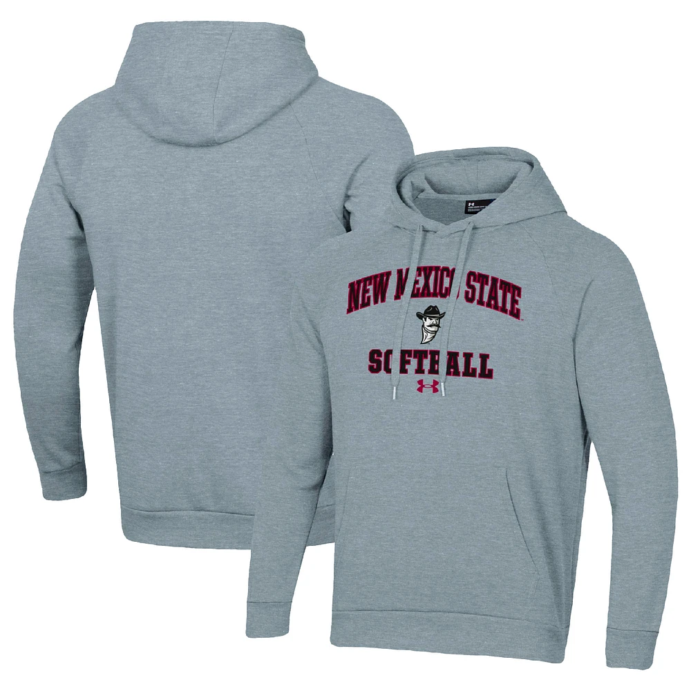 Men's Under Armour Gray New Mexico State Aggies All Day Arch Softball Raglan Pullover Hoodie
