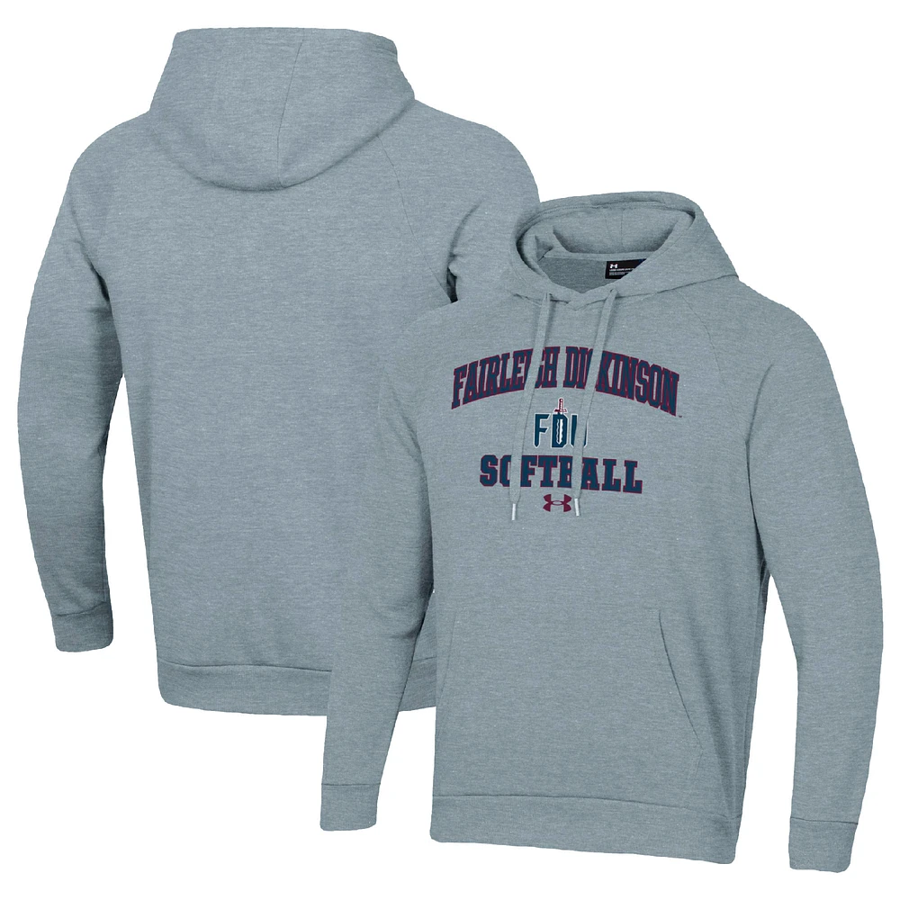 Men's Under Armour Gray Fairleigh Dickinson Knights All Day Arch Softball Raglan Pullover Hoodie