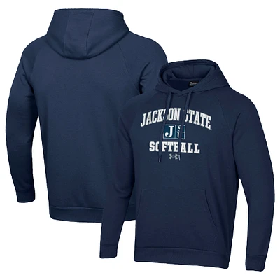 Men's Under Armour Navy Jackson State Tigers All Day Arch Softball Raglan Pullover Hoodie