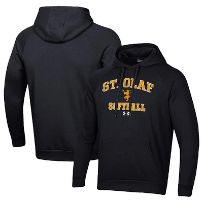Men's Under Armour Black St. Olaf Oles All Day Arch Softball Raglan Pullover Hoodie