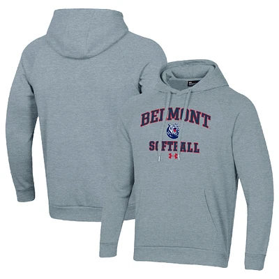 Men's Under Armour Gray Belmont Bruins All Day Arch Softball Raglan Pullover Hoodie
